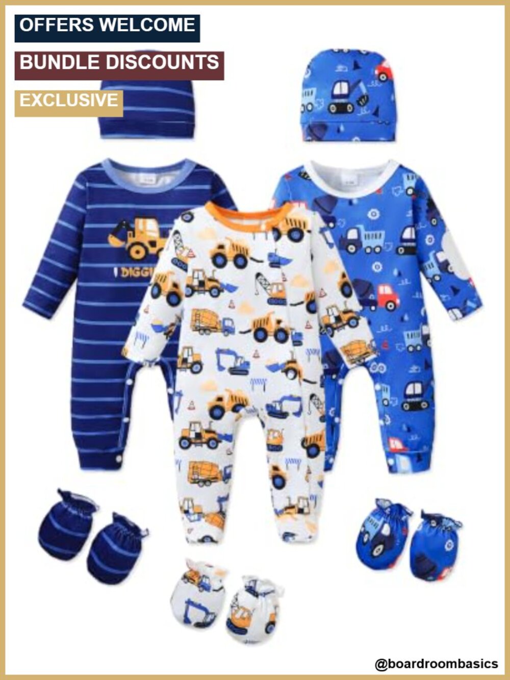 Baby Boy 11 PC Footies Outfits Button Down Polyester Spandex 0-12M